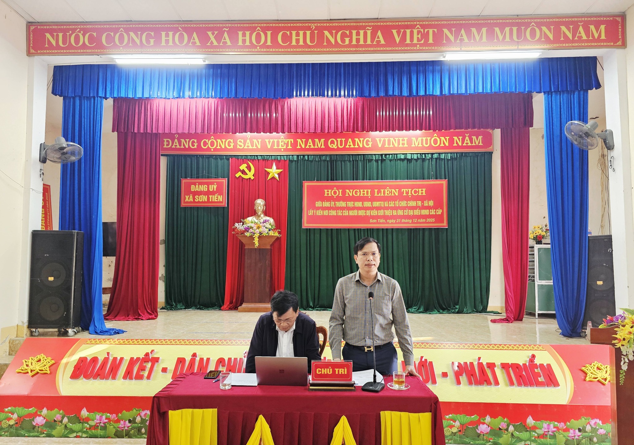 ĐẢNG ỦY XÃ SƠN TIẾN TỔ CHỨC HỘI NGHỊ LIÊN TỊCH GIỚI THIỆU NHÂN SỰ ỨNG CỬ ĐẠI BIỂU HĐND CÁC CẤP