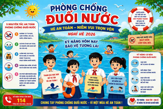 Tuyên truyền Phòng chống đuối nước cho học sinh trong dịp nghỉ hè 2026.