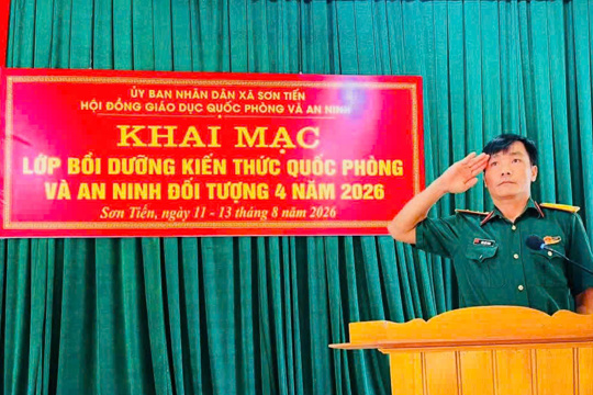 120 cán bộ, đảng viên xã Sơn Tiến hoàn thành lớp bồi dưỡng quốc phòng an ninh năm2026