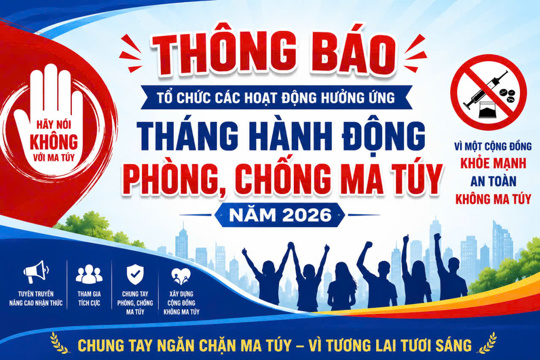 UBND xã Sơn Tiến Thông báo tổ chức các hoạt động Hưởng ứng  Tháng hành động phòng, chống ma túy năm 2026 